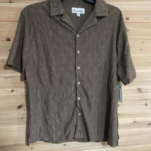 Brown Mens Button Up Crochet